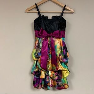 BCX DRESS Mini Cocktail Sexy Women’s 1 Colorful Ruched Pleated Prom Party Satin